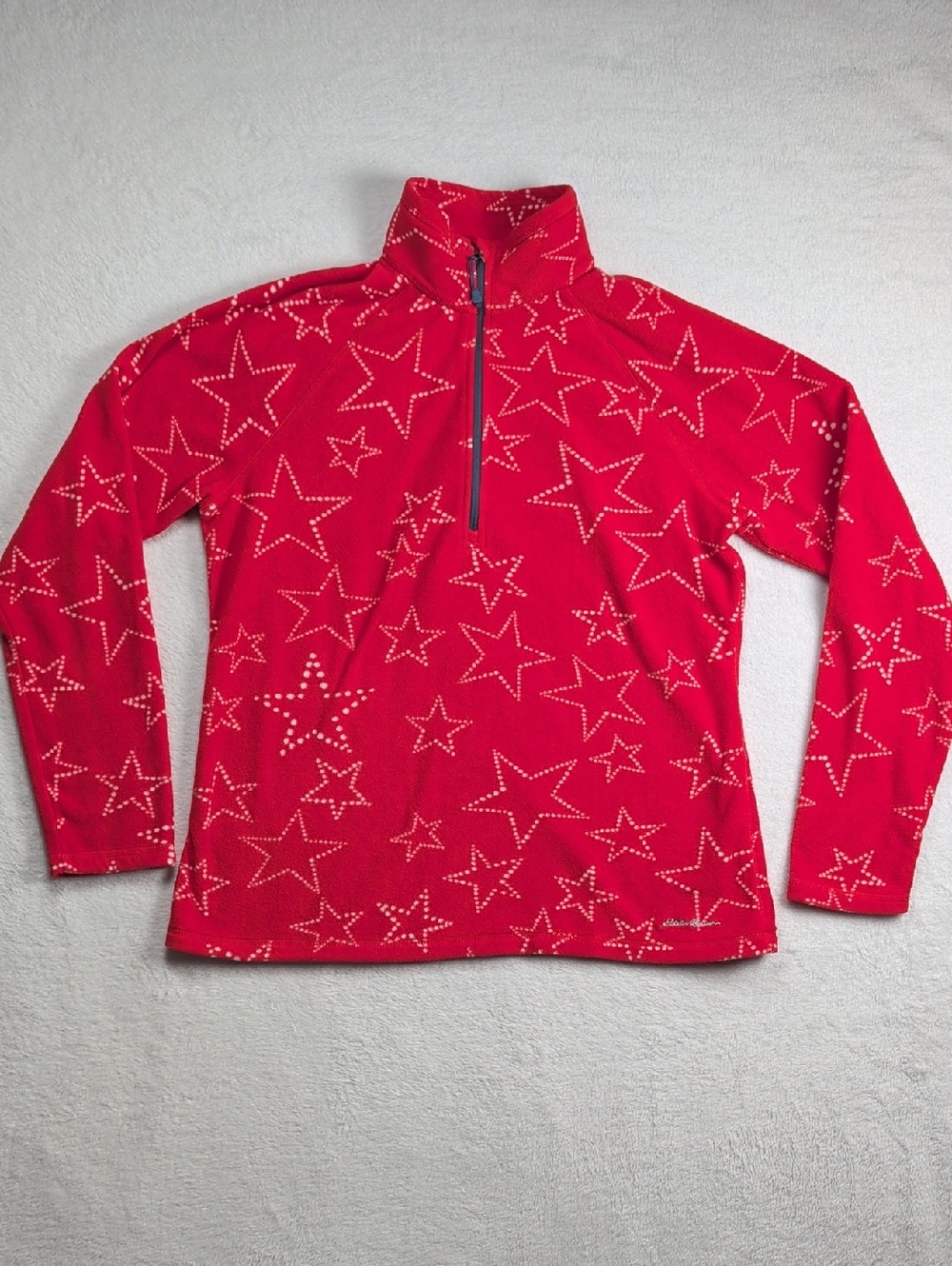 Eddie Bauer Women's Red Quest Fleece 1/4" Zip with White Stars Size L